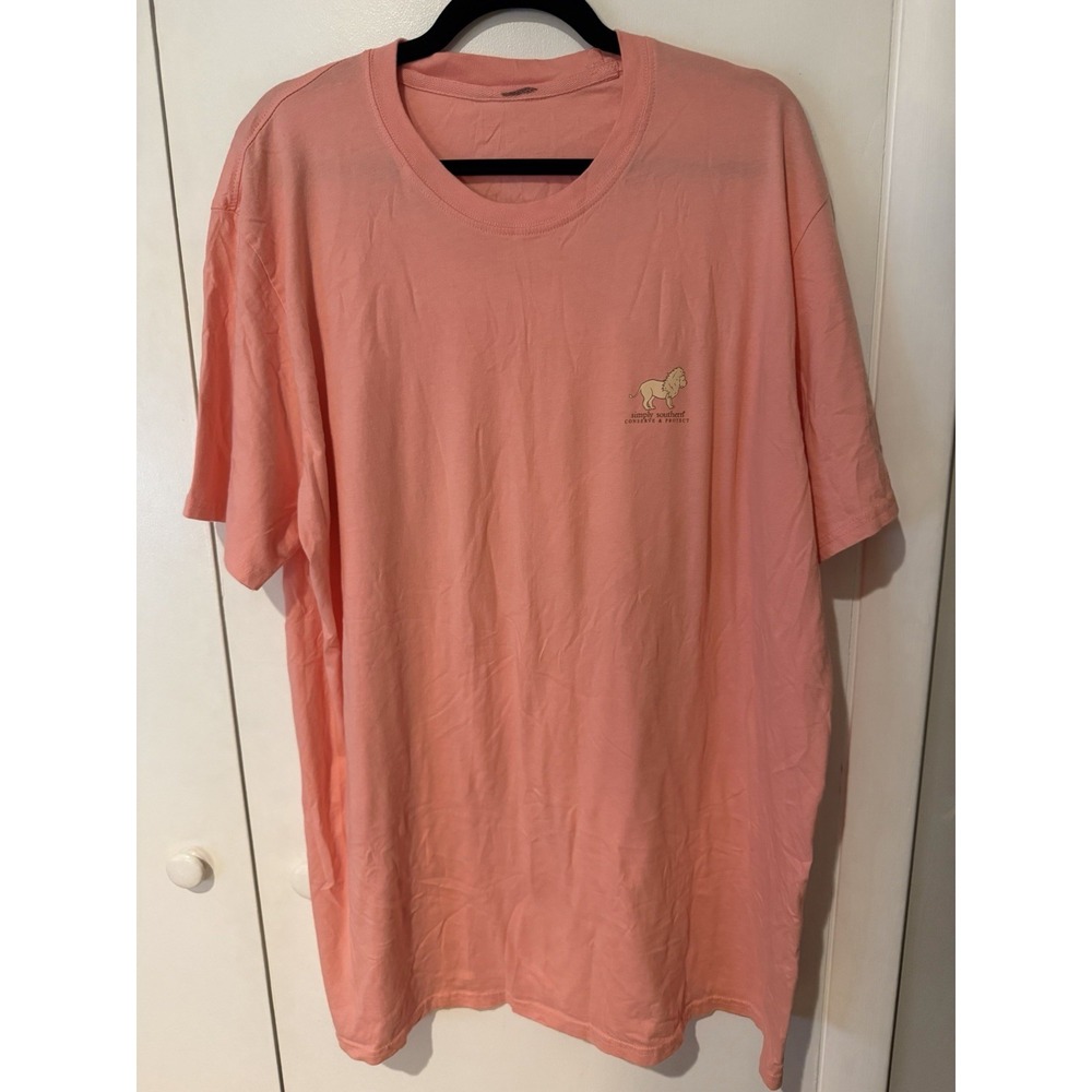Simply Southern Lion Graphic Tee Coral Peach Conserve Protect Fits Like 2X tall
